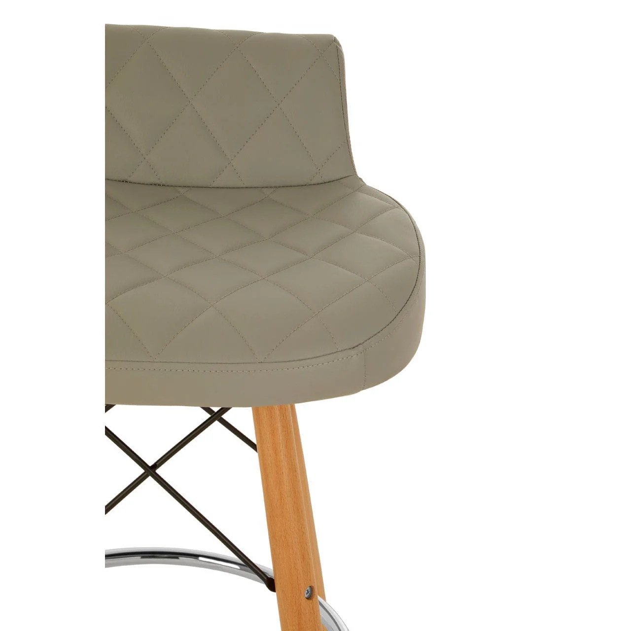 Radisson Bar Stool In Grey Faux Leather With Beechwood Legs - Image 2