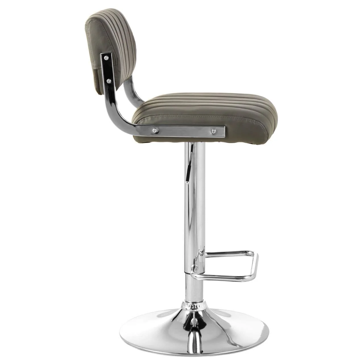Radisson Bar Stool In Grey Faux Leather With A Chrome Base - Image 3