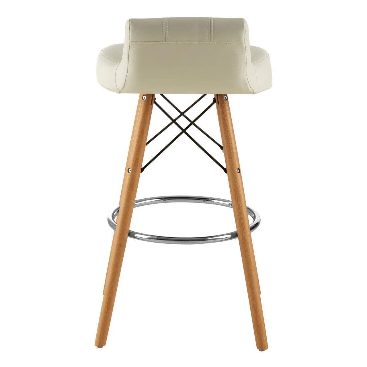 Radisson Bar Stool In White Faux Leather With Beechwood Legs - Image 4