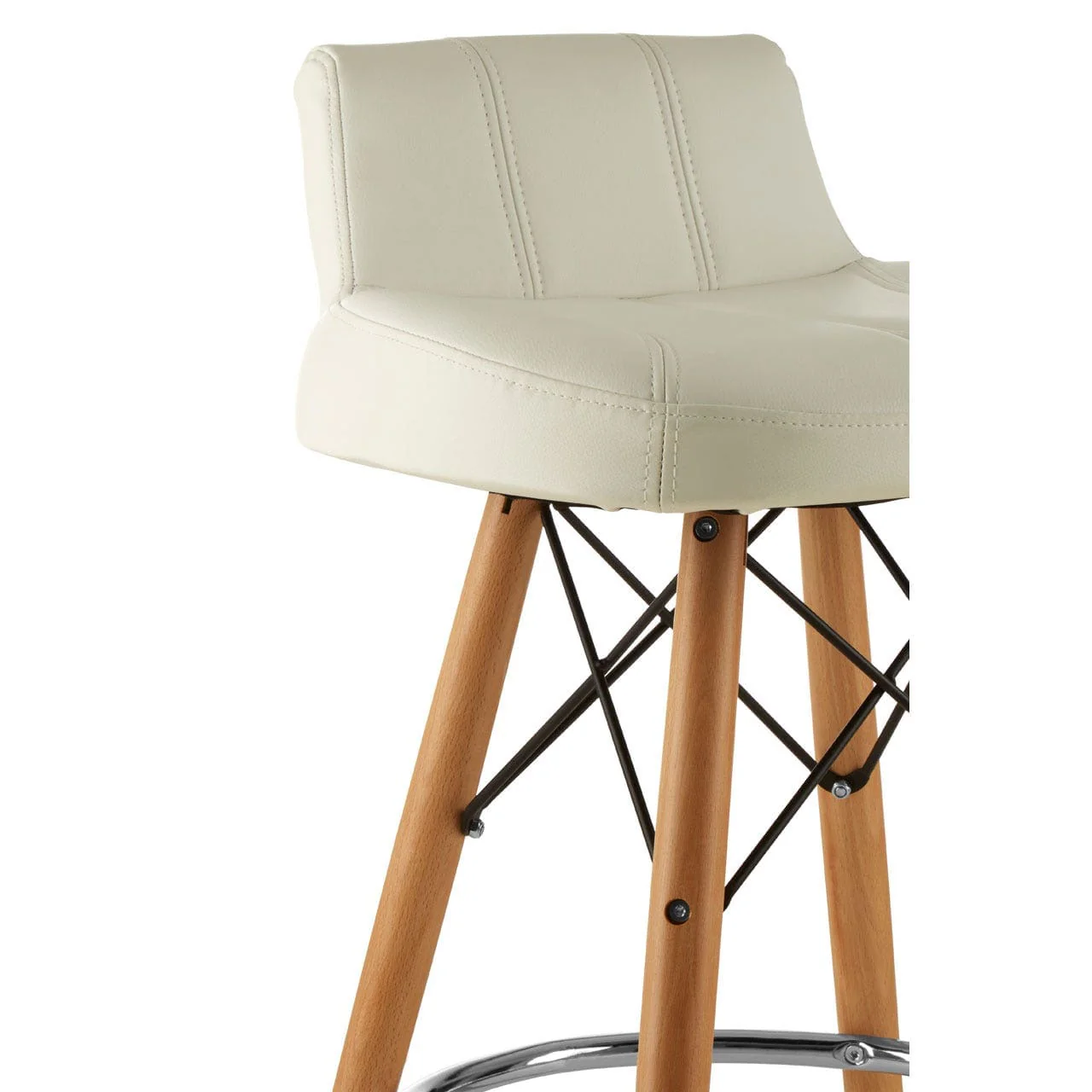 Radisson Bar Stool In White Faux Leather With Beechwood Legs - Image 5