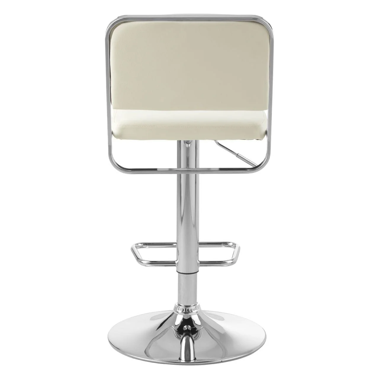 Radisson Bar Stool, White Faux Leather, Chrome Base - Image 4