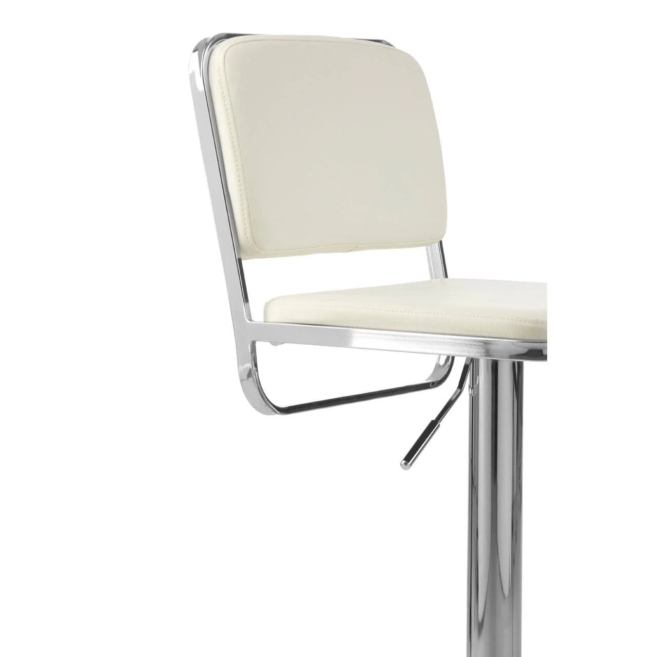 Radisson Bar Stool, White Faux Leather, Chrome Base - Image 5