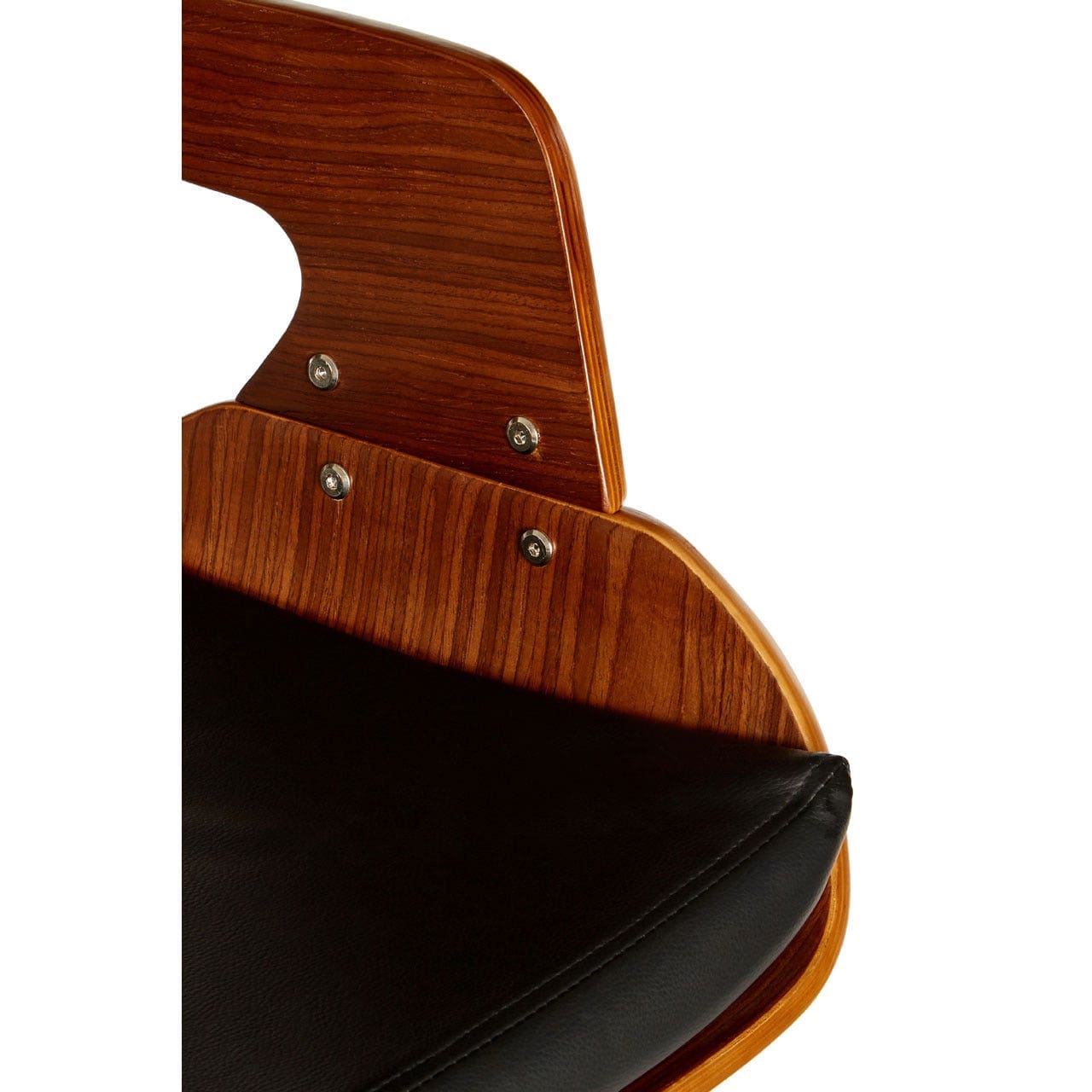 Stool In Black Leather Effect And Walnut Wood - Image 6
