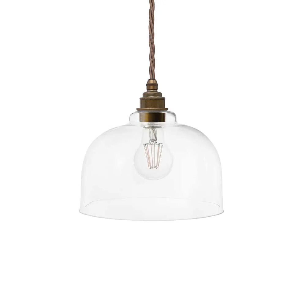 Tennyson Clear Glass Pendant Light - Old English Brass