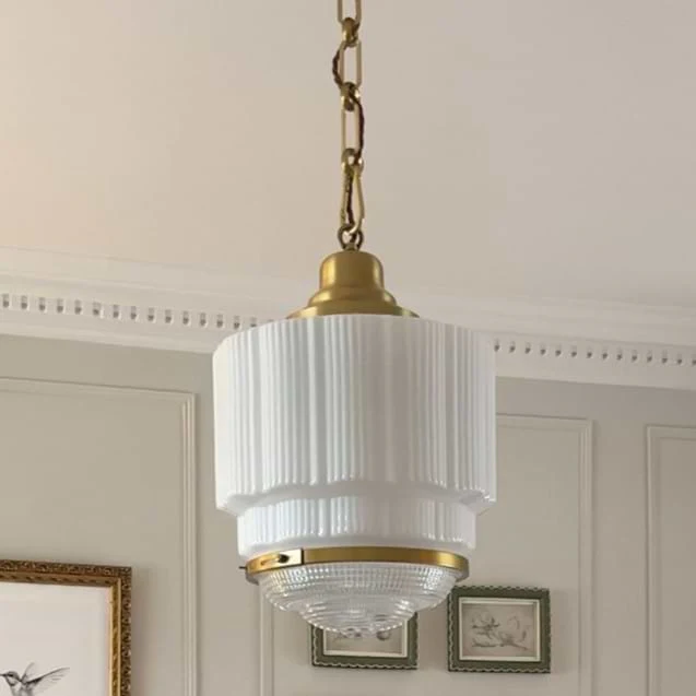 The Dean Art Deco Aged Lacquered Brass Kitchen Island Pendant Light - Image 3