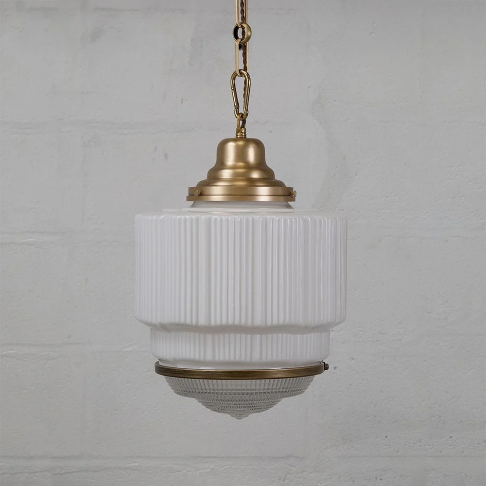 The Dean Art Deco Aged Lacquered Brass Kitchen Island Pendant Light - Image 4