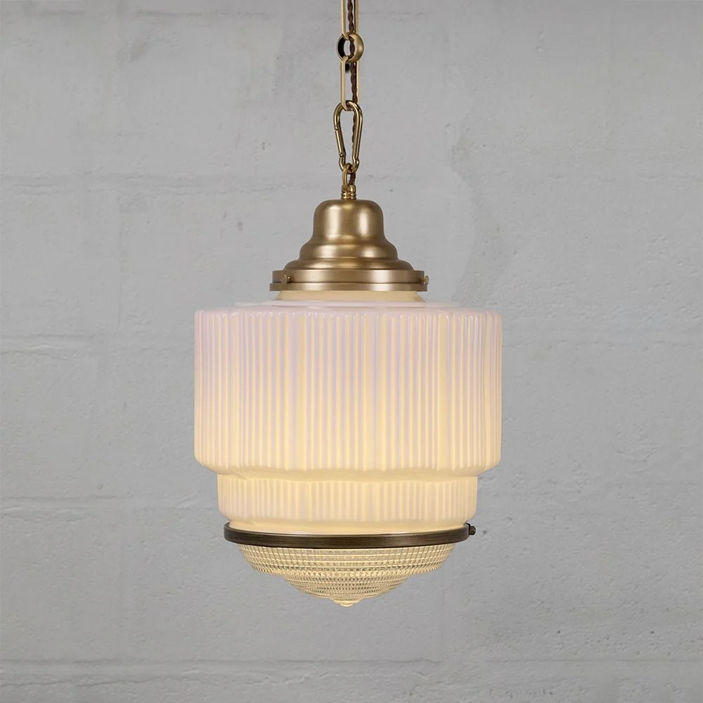 The Dean Art Deco Aged Lacquered Brass Kitchen Island Pendant Light - Image 6