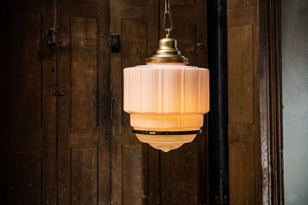 The Dean Art Deco Aged Lacquered Brass Kitchen Island Pendant Light - Image 7