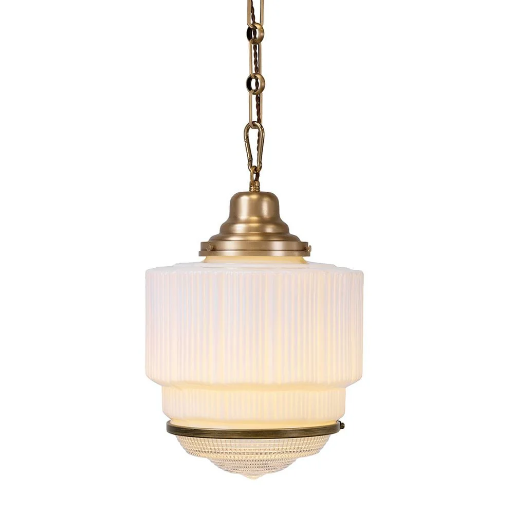 The Dean Art Deco Aged Lacquered Brass Kitchen Island Pendant Light - Image 8