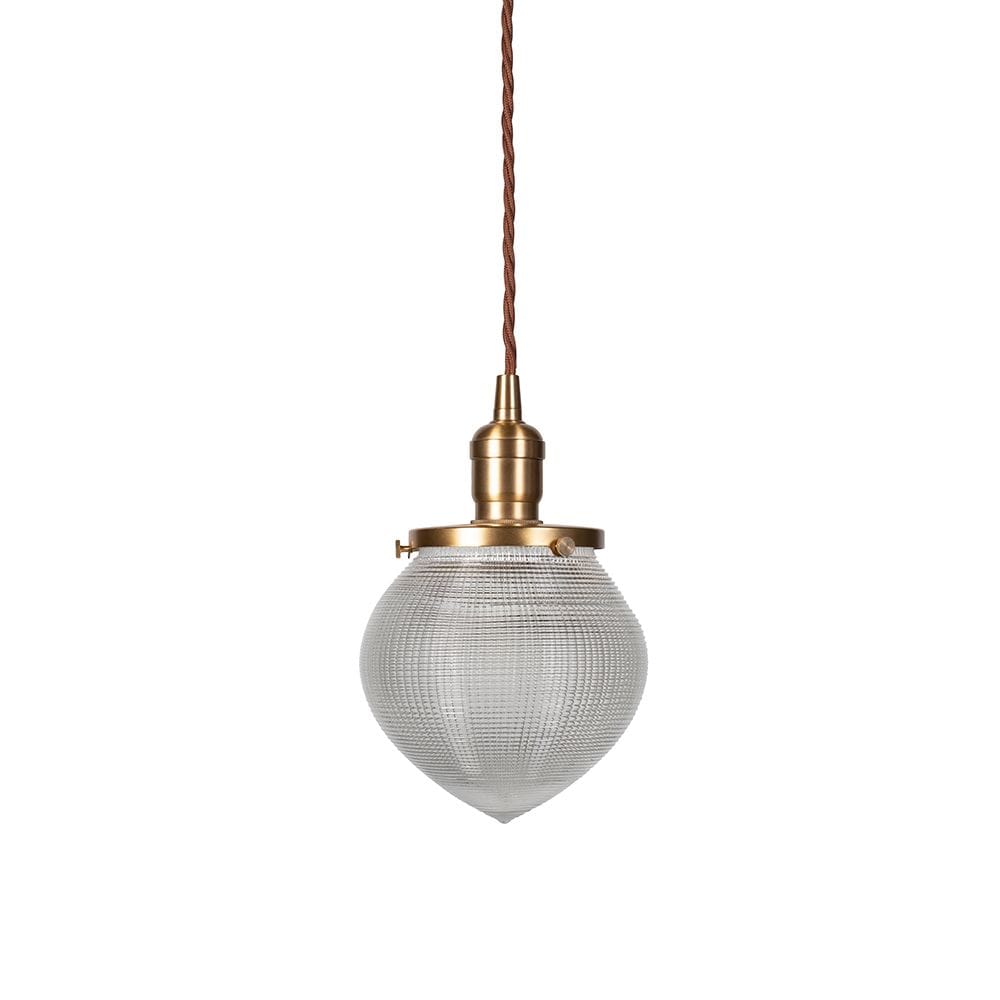 The Hollen Acorn Lacquered Antique Brass Prismatic Glass Style Pendant Light