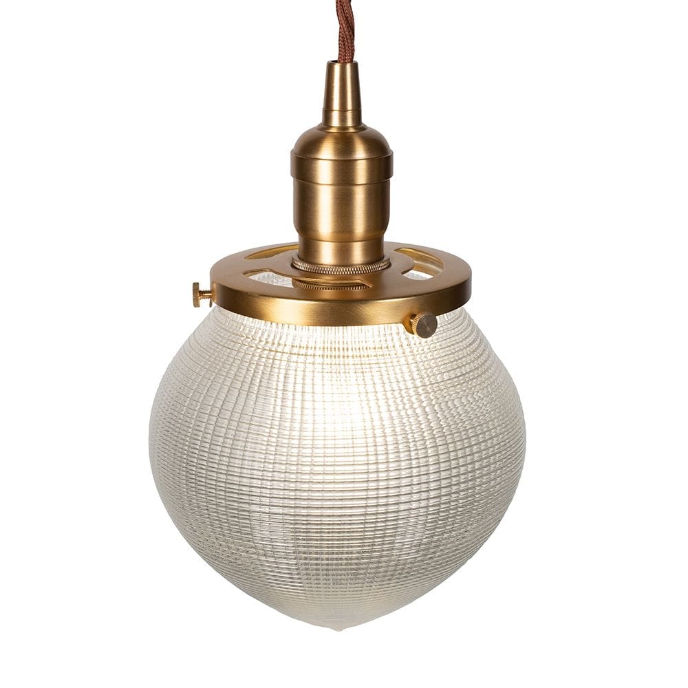 The Hollen Acorn Lacquered Antique Brass Prismatic Glass Style Pendant Light - Image 3