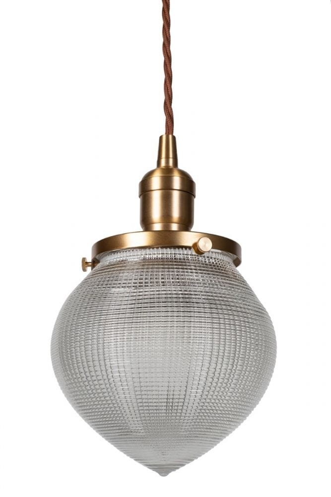 The Hollen Acorn Lacquered Antique Brass Prismatic Glass Style Pendant Light - Image 5