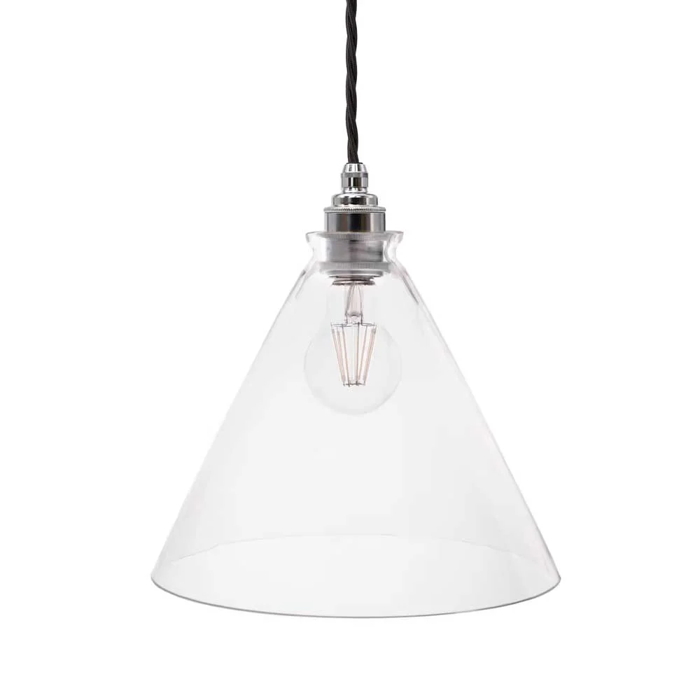 Thomas Clear Glass Pendant Light - Nickel