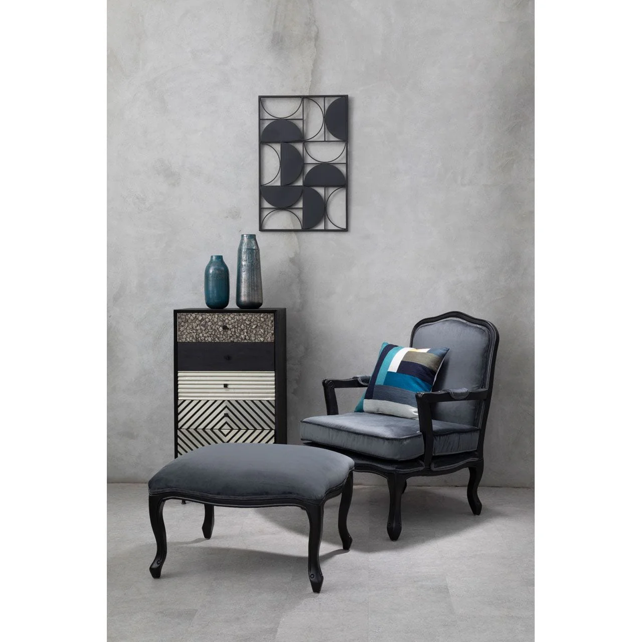 Trento Black Finish Semicircle Wall Art - Image 3