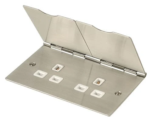 13A 2 Gang Floor Socket Outlet - Stainless Steel