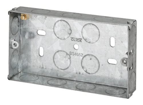 2 Gang 25mm Deep Galvanised Steel K.O. box