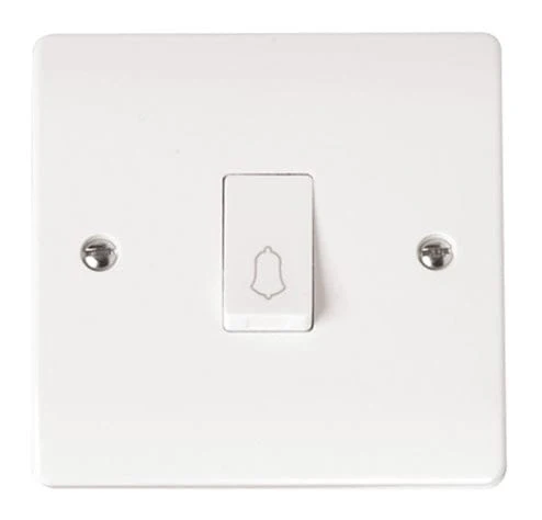 White 10AX 1 Gang 1 Way Retractive Switch ‘bell’