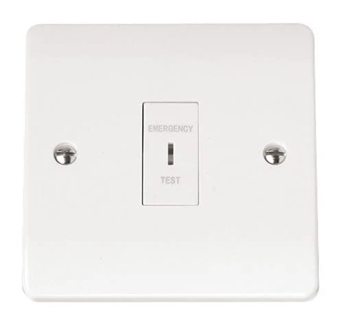 White 10AX 1 Gang DP ‘emergency Test’ Key Switch