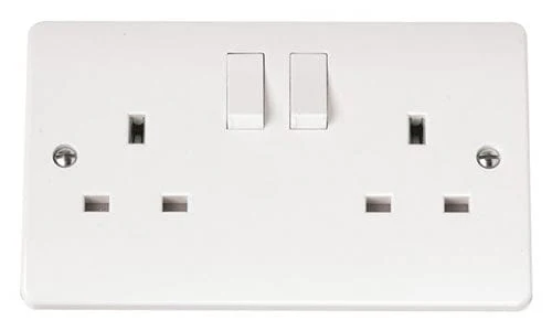 White 13A 2 Gang DP Switched Socket Outlet