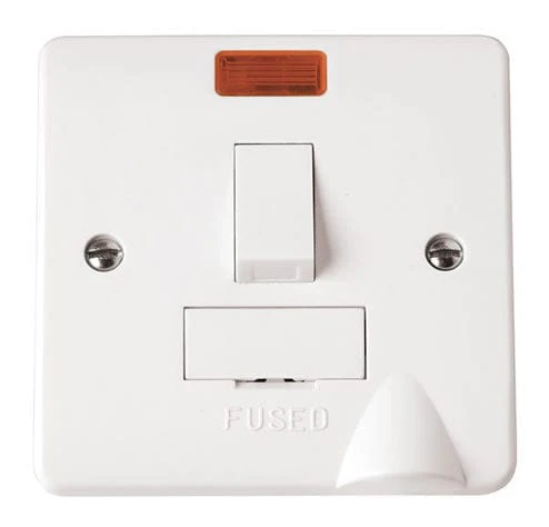 White 13A Fused Connection Unit DP Switched With Neon