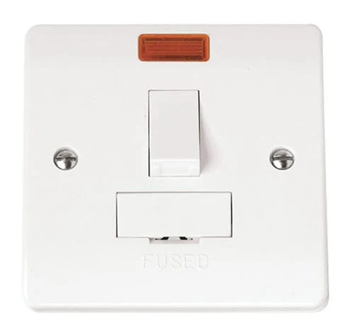 White 13A Fused Switched Connection Unit With Neon