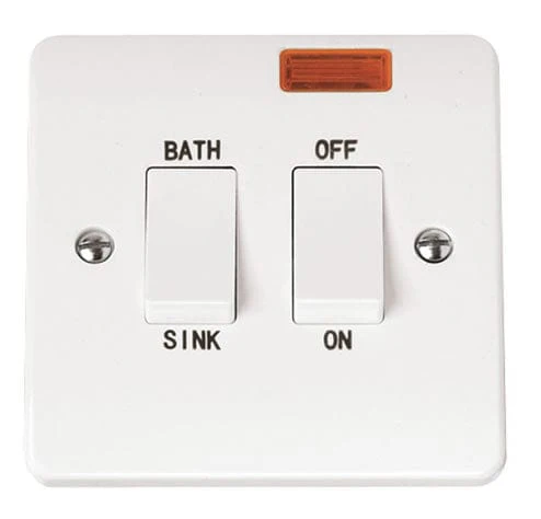 White 20A DP Sink Bath Switch With Neon