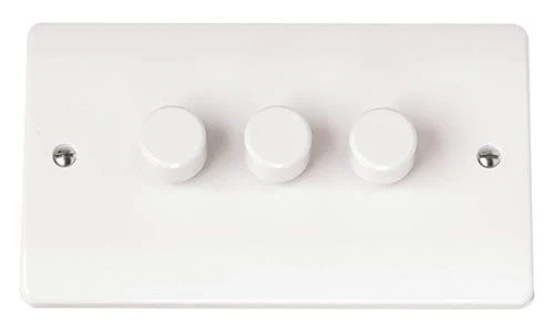 White 3 Gang 2 Way 250va Dimmer Switch