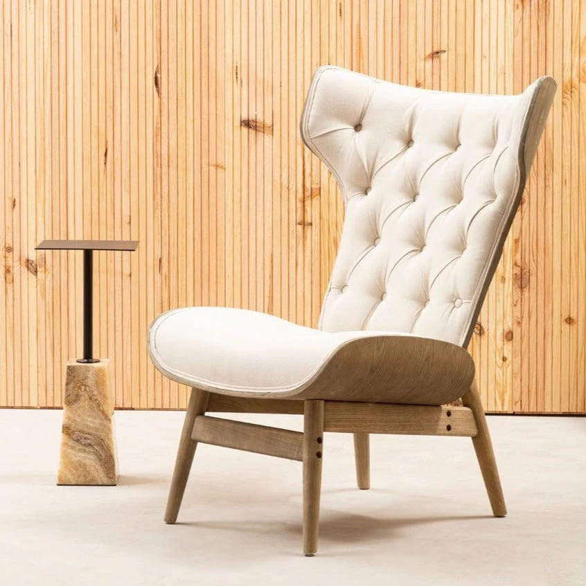 Arnold Beige Fabric Chair With Winged Back