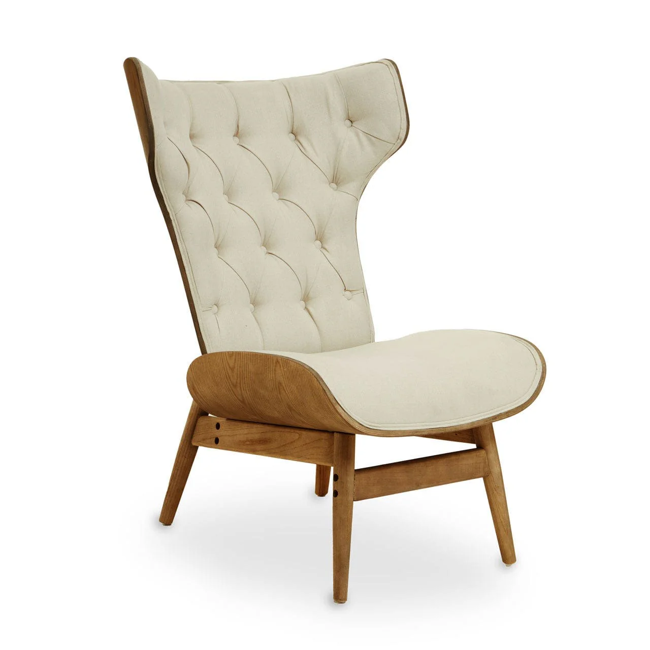 Arnold Beige Fabric Chair With Winged Back - Image 3