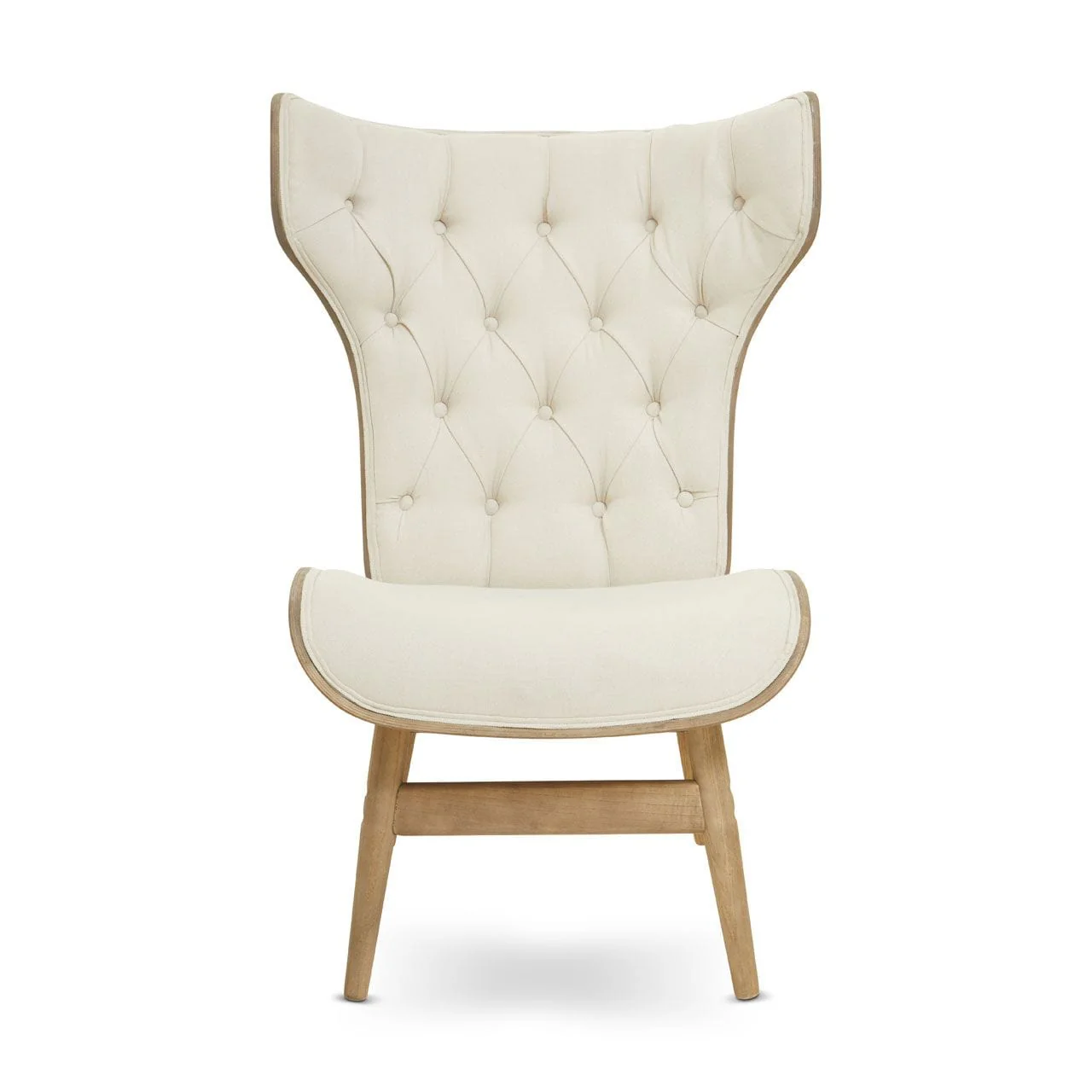 Arnold Beige Fabric Chair With Winged Back - Image 6