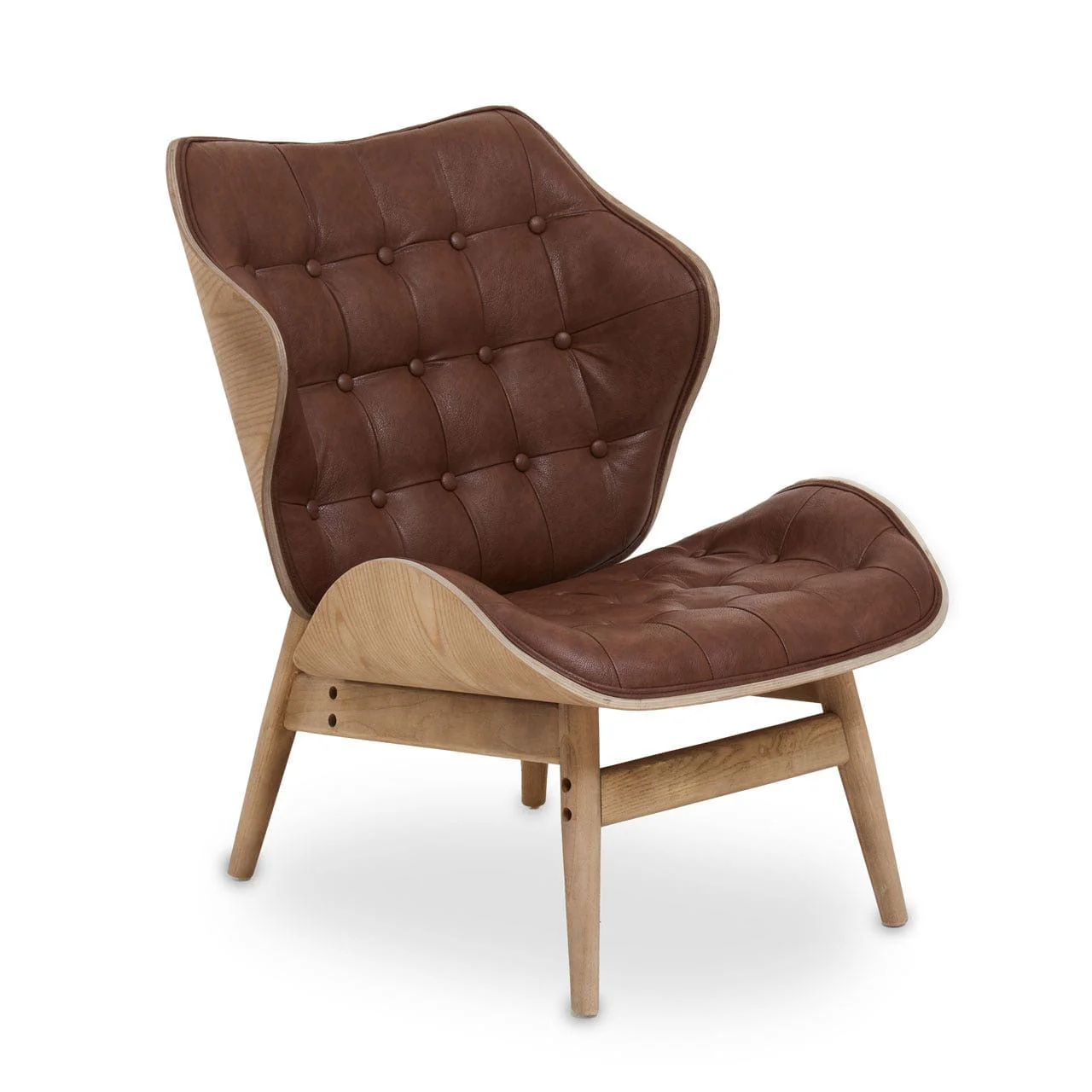 Arnold Brown Leather Chair With Button Detail