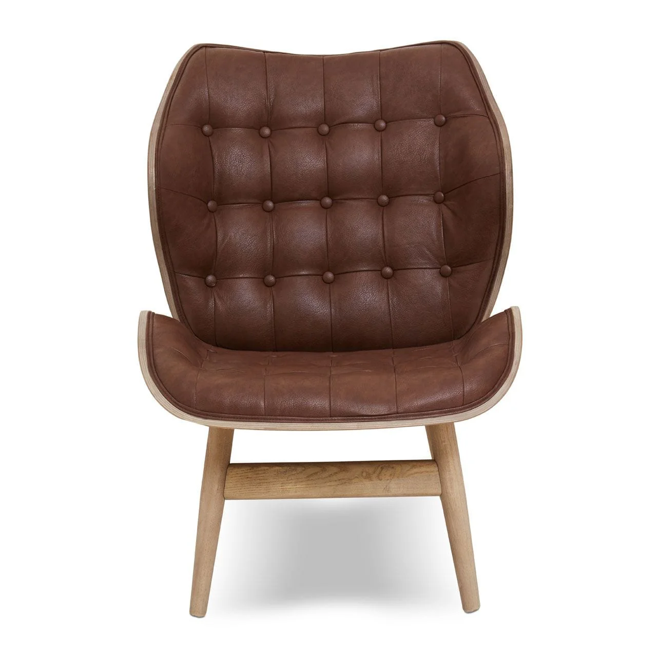 Arnold Brown Leather Chair With Button Detail - Image 5