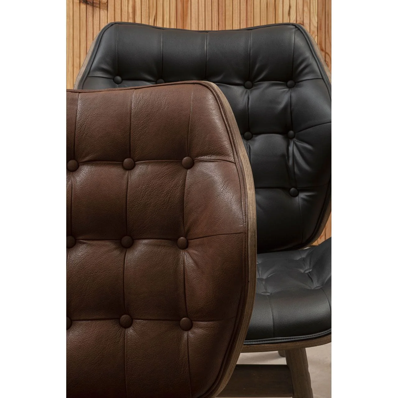 Arnold Brown Leather Chair With Button Detail - Image 8