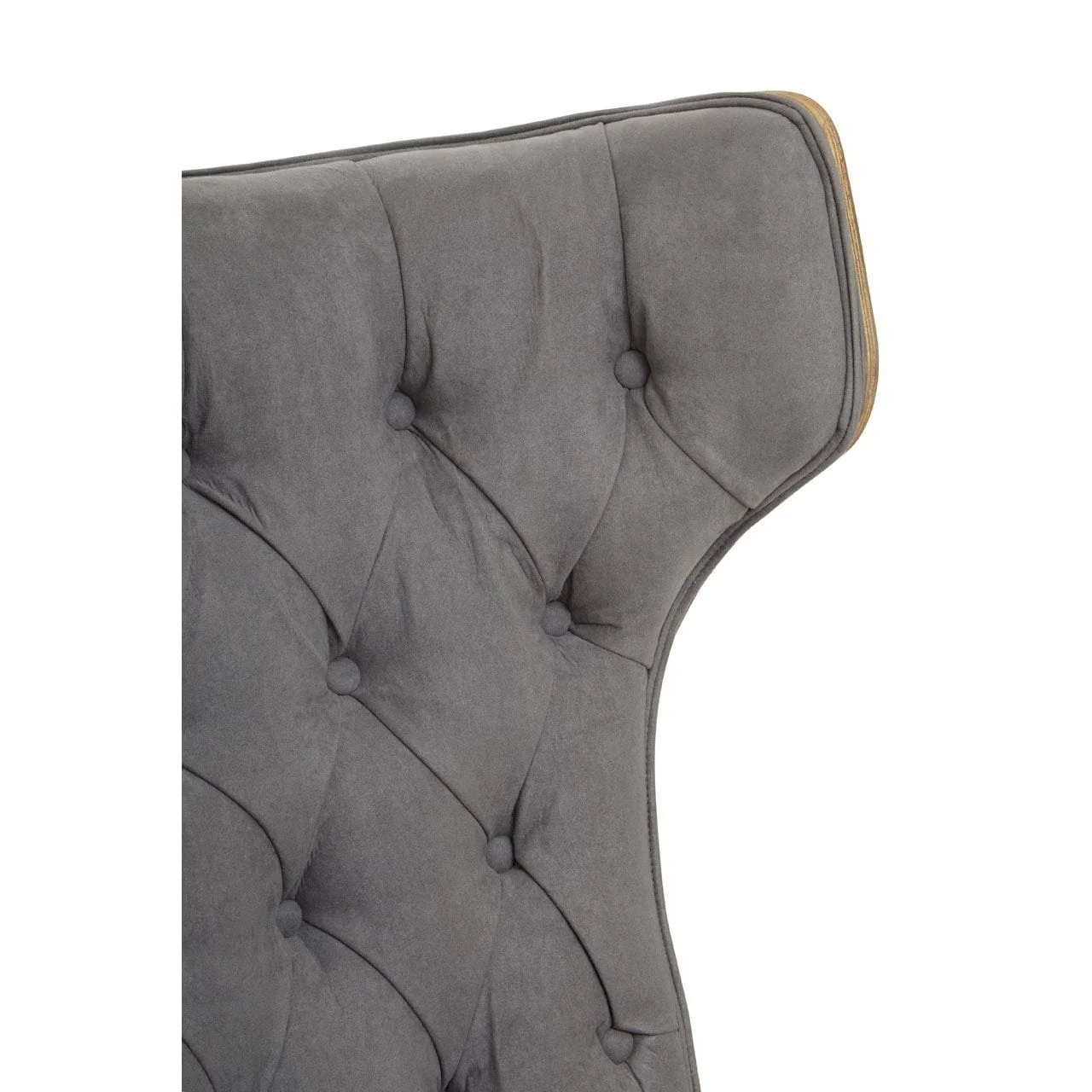 Arnold Grey Velvet Chair With Winged Back - Image 11