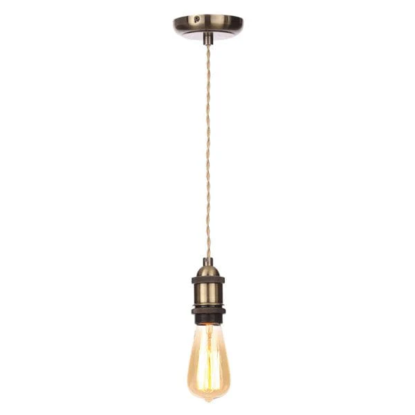 Inlight - Vintage Style Braided Champagne Cable Ceiling Pendant - Antique Brass - Image 3