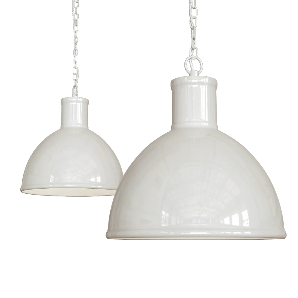 Wardour Industrial Bay Pendant Light Clay White Cream
