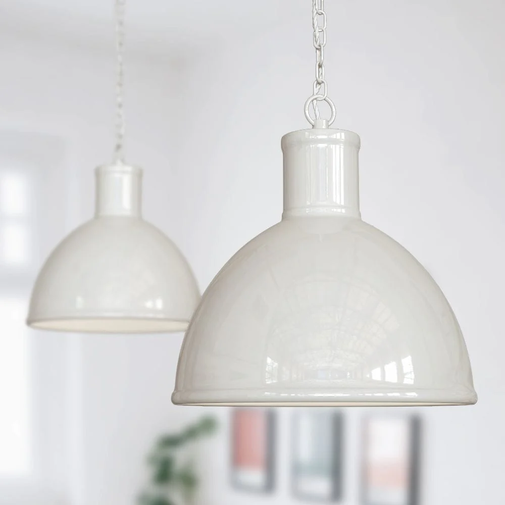 Wardour Industrial Bay Pendant Light Clay White Cream - Image 2