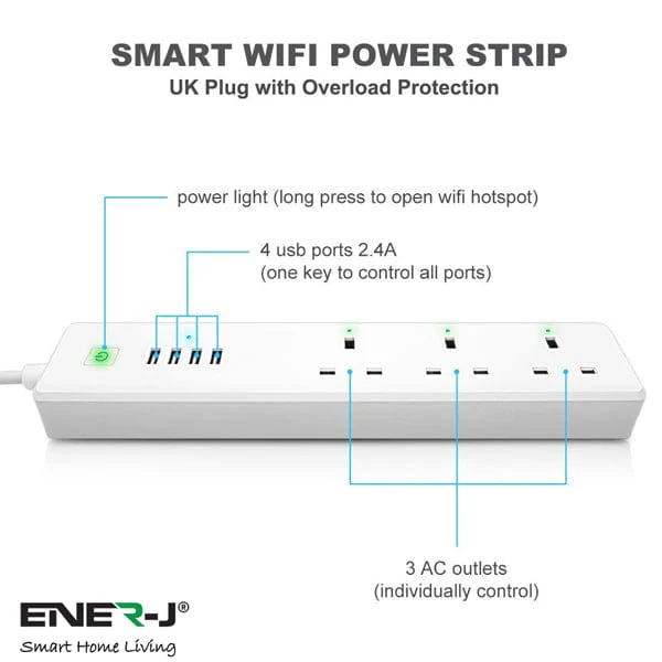 Wifi Power Strip Extention Box (3 sockets + 4 USB) - Image 5